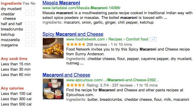 Google Recipes example